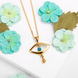 Evil Eye Necklace in Silver with 24ct Gold & Turquoise
