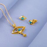Evil Eye Stud Earrings in Silver with 24ct Gold & Turquoise
