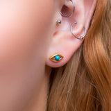 Evil Eye Stud Earrings in Silver with 24ct Gold & Turquoise