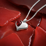 January Birthstone Heart Necklace in Silver & Garnet