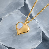 October Birthstone Heart Necklace in Silver with 24ct Gold & Ethiopian Opal