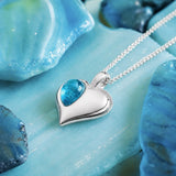 November Birthstone Heart Necklace in Silver & London Blue Topaz