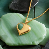 May Birthstone Heart Necklace in Silver with 24ct Gold & Emerald