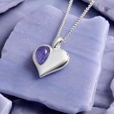December Birthstone Heart Necklace in Silver & Tanzanite