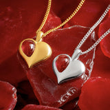 January Birthstone Heart Necklace in Silver & Garnet