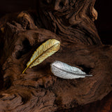 Bird Feather Brooch in Silver