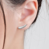 Feather Stud Earrings in Silver