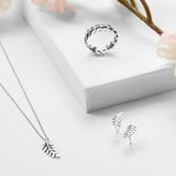 Royal Fern Leaf Stud Earrings in Silver