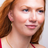 Slender Fish Hoop Earrings in Silver with 24ct Gold