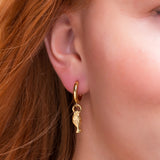 Slender Fish Hoop Earrings in Silver with 24ct Gold