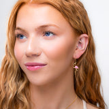 Flamingo Drop Earrings in Silver with 24ct Gold and Pink Agate