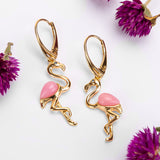 Flamingo Drop Earrings in Silver with 24ct Gold and Pink Agate