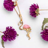 Flamingo Necklace in Silver with 24ct Gold and Pink Agate