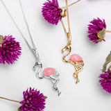 Flamingo Necklace in Silver with 24ct Gold and Pink Agate