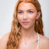 Flamingo Drop Earrings in Silver with 24ct Gold and Pink Agate