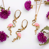Flamingo Necklace in Silver with 24ct Gold and Pink Agate