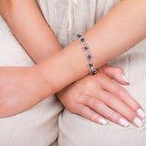 Flower Petal Bracelet in Silver & Black Pearl