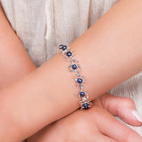 Flower Petal Bracelet in Silver & Black Pearl