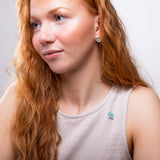 Forget Me Not Pin Brooch in Silver and Yellow Amber