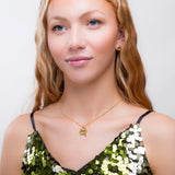 Lucky Four Leaf Clover Necklace in Silver with 24ct Gold & Peridot