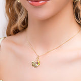 Ginkgo Flower Necklace in Silver with 24ct Gold & Peridot, Garnet and Citrine