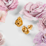 Rose Stud Earrings in Silver with 24ct Gold