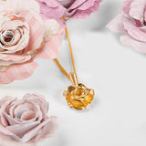 Miniature Rose Necklace in Silver with 24ct Gold