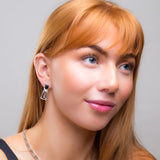 Versace Inspired Greek Earrings in Silver & Black Onyx