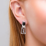 Versace Inspired Greek Earrings in Silver & Black Onyx