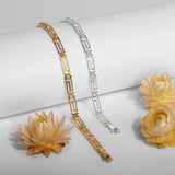 Versace Inspired Greek Bracelet in Silver with 24ct Gold
