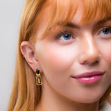 Versace Inspired Greek Earrings in Silver with 24ct Gold & Black Onyx