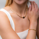 Versace Inspired Greek Necklace in Silver with 24ct Gold & Black Onyx