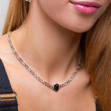 Versace Inspired Greek Necklace in Silver & Black Onyx