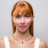 Versace Inspired Greek Necklace in Silver with 24ct Gold & Black Onyx