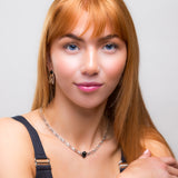 Versace Inspired Greek Earrings in Silver & Black Onyx