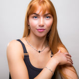 Versace Inspired Greek Necklace in Silver & Black Onyx