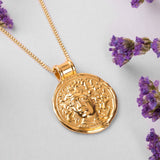 Large Ancient Greek Coin Necklace in Silver with 24ct Gold