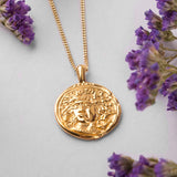 Small Ancient Greek Coin Necklace in Silver with 24ct Gold