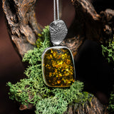 BOLD & Perfect Green Amber and Silver Necklace - Natural Designer Gemstone