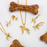Miniature Greyhound / Whippet / Sighthound Stud Earrings in Silver with 24ct Gold