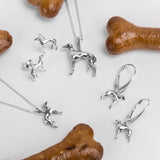Miniature Greyhound / Whippet / Sighthound Stud Earrings in Silver