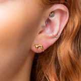 Miniature Greyhound / Whippet / Sighthound Stud Earrings in Silver with 24ct Gold