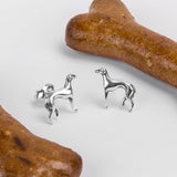 Miniature Greyhound / Whippet / Sighthound Stud Earrings in Silver