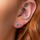 Miniature Greyhound / Whippet / Sighthound Stud Earrings in Silver
