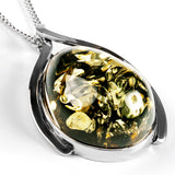 GRAND Baltic Green Amber Necklace - Natural Designer Gemstone