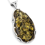 BOLD & Perfect Green Amber and Silver Necklace - Natural Designer Gemstone