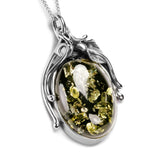 Elegant Green Baltic Amber Necklace - Natural Designer Gemstone