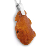 Forest Fire: Bold, Natural & Raw Baltic Amber Leaf Necklace in Silver