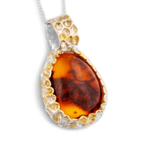 State-Of-The-Art Natural Baltic Amber Necklace in Silver and Gold Vermeil
