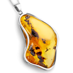 Raw Beast: Natural Baltic Amber Necklace in Sterling Silver